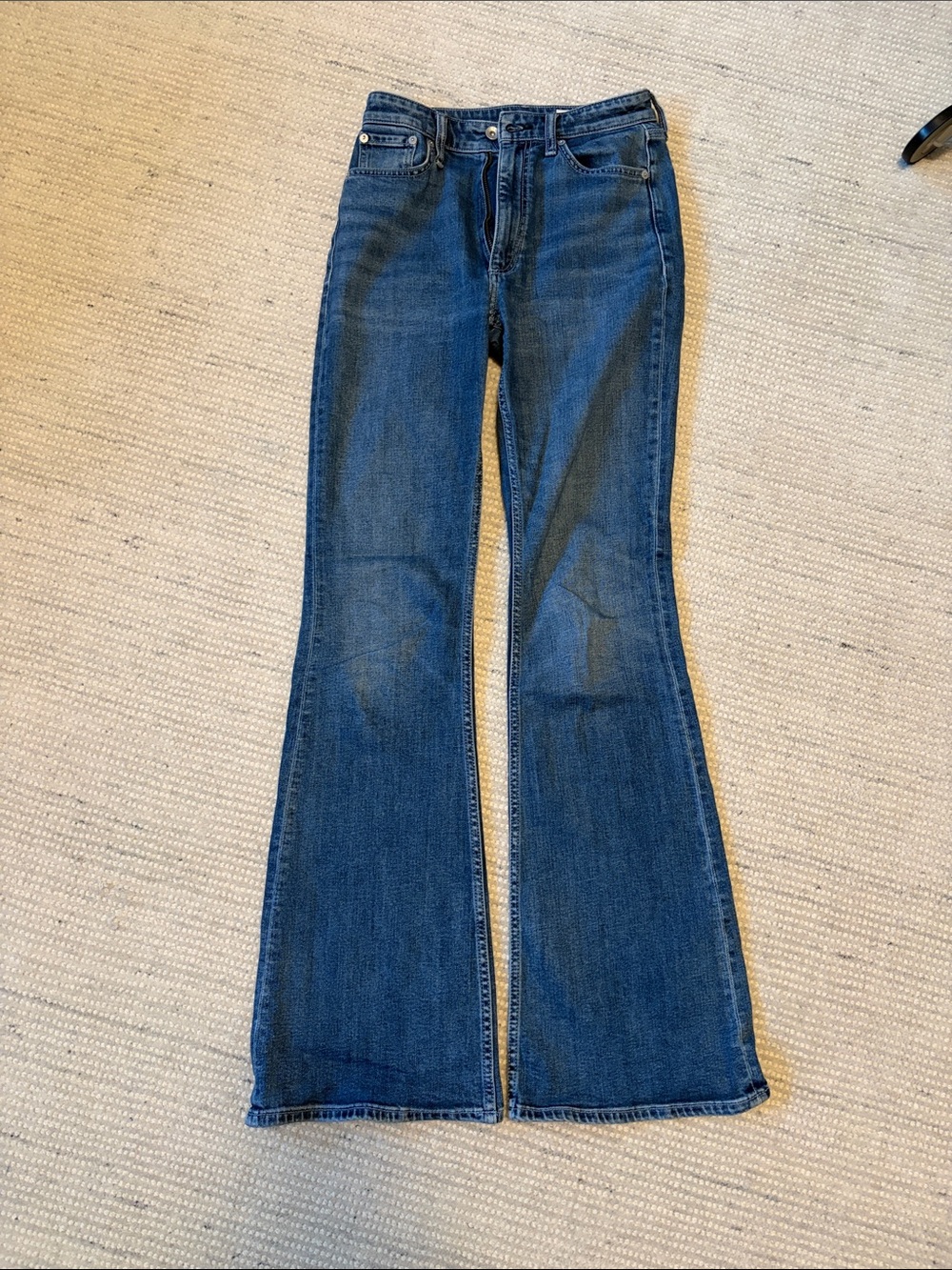 Rag & bone High-Rise Flare Jeans in Dark Blue